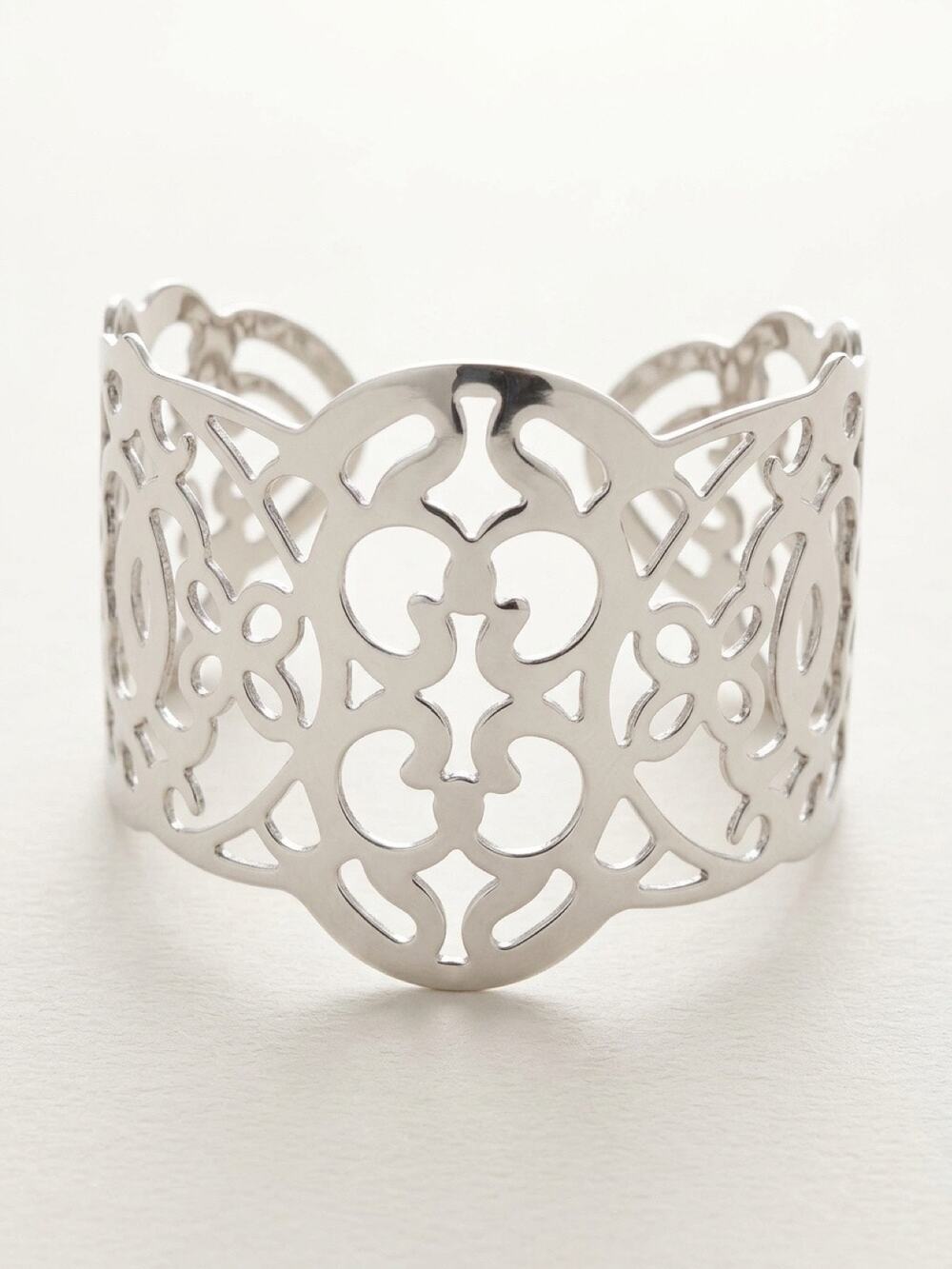 Silver Tone Filagree Cuff Bracelet Retired Lia Sophia 2010s